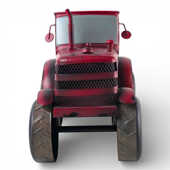 Vintage-Style Red Metal Tractor Decorative Planter & Desk Caddy - 10" Long - Picture 5 of 7